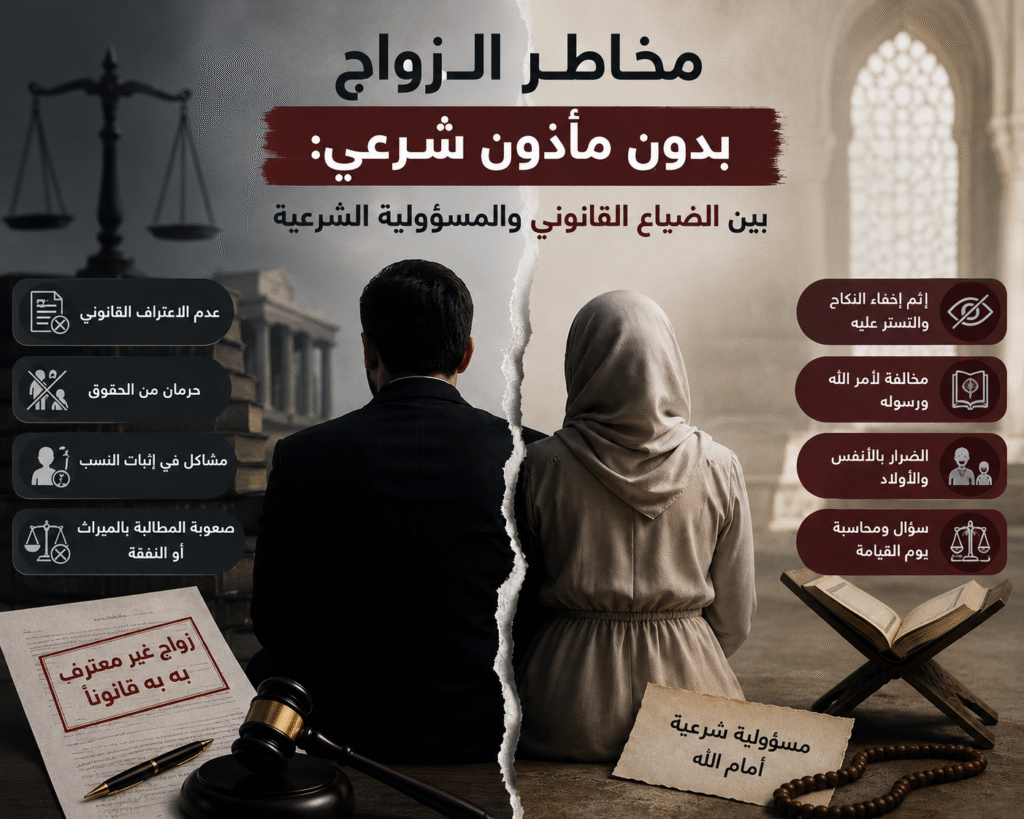 الزواج بدون مأذون: مخاطر الضياع القانوني والمسؤولية الشرعية